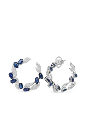 HYT Jewelry 18K white gold sapphire and diamond hoop earrings - Silver