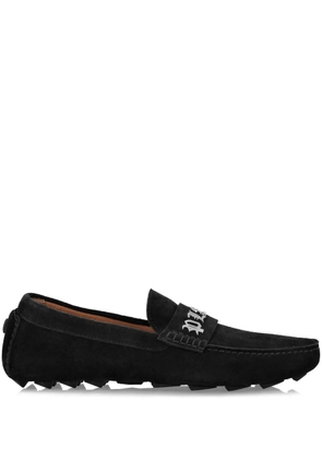 Philipp Plein logo-plaque suede loafers - Black