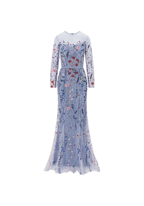 Rami Al Ali beaded floral lace gown maxi dress - Blue