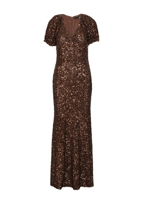 ROTATE BIRGER CHRISTENSEN sequins V-neck maxi dress - Brown