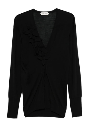 Alberta Ferretti floral-appliqué cardigan - Black