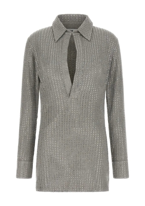 The Attico rhinestone-appliqué dress - Grey