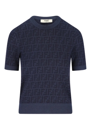 FENDI jacquard ribbed t-shirt - Blue
