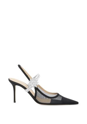 MACH & MACH flower-embellished slingback pumps - Black