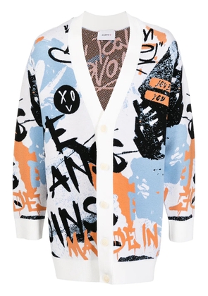 Ports V graffiti-print button-up cardigan - Multicolour