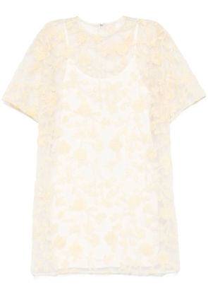 ROTATE BIRGER CHRISTENSEN floral-embroidered beaded mini dress - Yellow