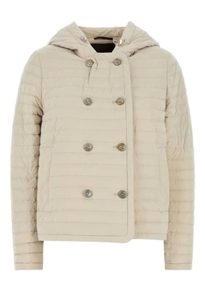 Moorer hooded double-breasted padded jacket - Neutrals
