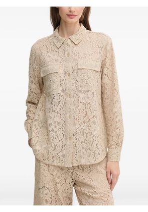 DKNY lace-detail pocket shirt - Neutrals