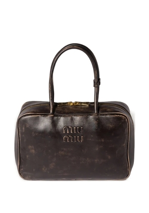 Miu Miu Beau logo-embossed zip-top tote bag - Brown