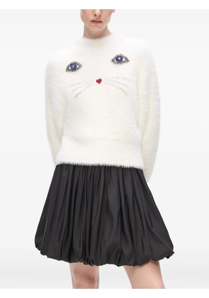 Karl Lagerfeld Choupette fluffy-knit sweater - White