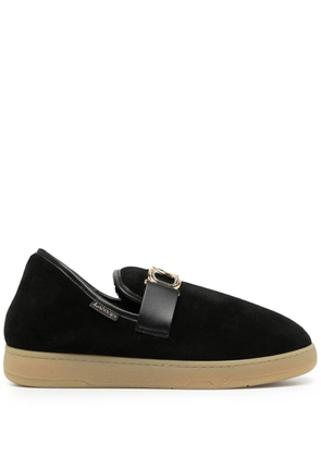 Lanvin velvet logo-buckle slippers - Black