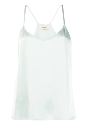 TWINSET logo-plaque satin top - Green
