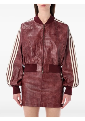 adidas crocodile-effect stripe bomber jacket - Red