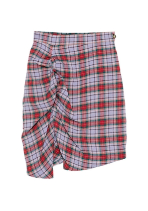 Vivienne Westwood mini Side Panther ruffled tartan skirt - Purple
