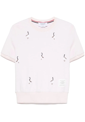 Thom Browne geese-embroidered cotton T-shirt - Pink