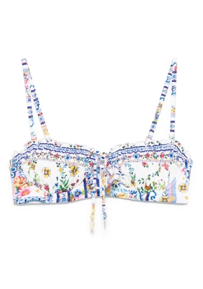 Camilla tie-front bikini top - White