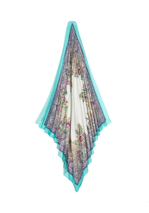 ETRO floral-print pleated silk scarf - Blue