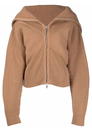 AMBUSH folded-collar zipped cardigan - Neutrals