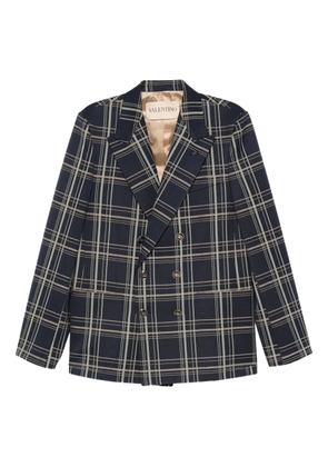 Valentino Garavani checked double-breasted blazer - Blue