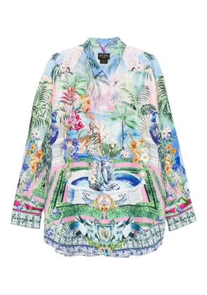 Camilla animal-print point-collar shirt - Blue