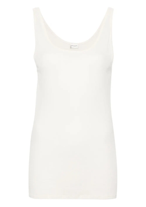 Saint Laurent fine-ribbed semi-sheer tank top - Neutrals