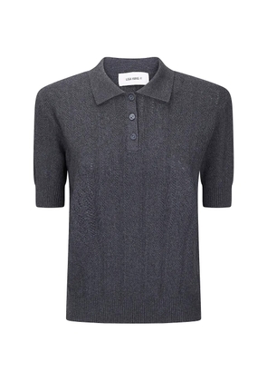 Lisa Yang Cristine buttoned polo top - Grey