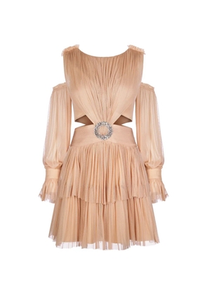IMROSKA Daisy cut-out embellished mini dress - Neutrals