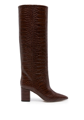 Paris Texas Anja 70mm crocodile-effect boots - Brown
