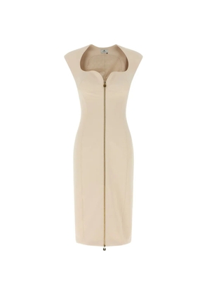 Elisabetta Franchi front-zip cap-sleeve dress - Neutrals