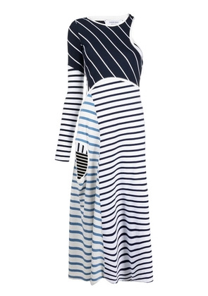 Marine Serre striped cut-out asymmetric dress - Blue