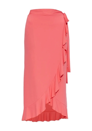 Melissa Odabash ruffled-trim tie-fastening midi skirt - Pink