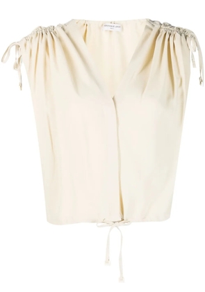 Veronique Leroy draped-shoulder cropped top - Neutrals