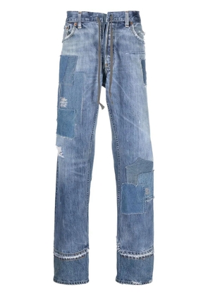 Greg Lauren patchwork-detail straight-leg jeans - Blue