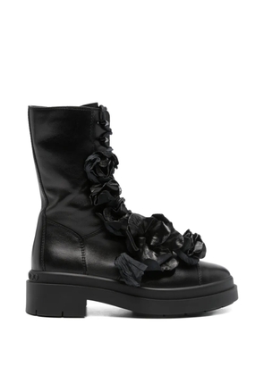 Jimmy Choo Pre-Owned Nari flower-appliqué combat boots - Black