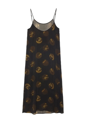 Uma Wang Anaya circle-print slip dress - Brown