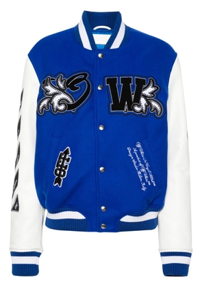 Off-White Royal logo-appliqué varsity jacket - Blue