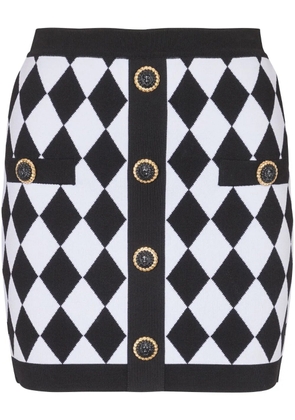 Balmain diamond-intarsia knitted miniskirt - Black