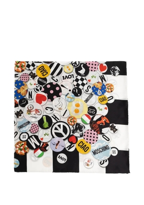 Moschino printed silk scarf - White