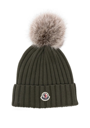 Moncler logo-patch beanie hat - Green