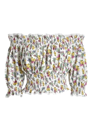 Dolce & Gabbana floral-print off-shoulder top - White