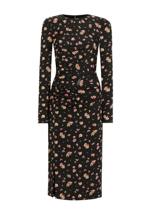 Dolce & Gabbana floral long-sleeve midi dress - Black