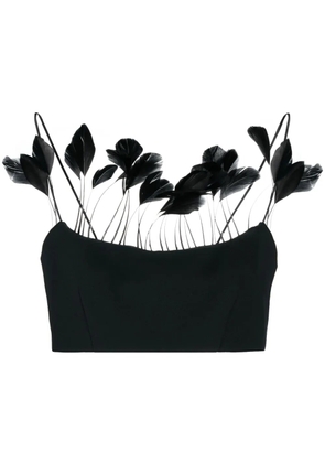 Nuè Phoenix feather-trim wool-blend top - Black