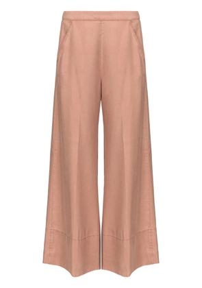 PINKO Love Birds-embroidered washed wide-leg trousers - Neutrals