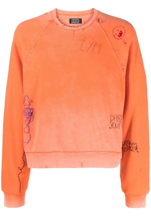 Liberal Youth Ministry distressed-effect embroidered sweatshirt - Orange