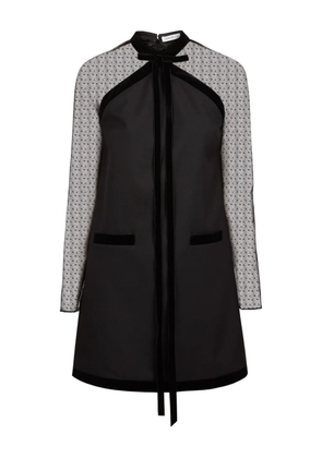 Nina Ricci velvet-trimmed tulle-sleeve minidress - Black