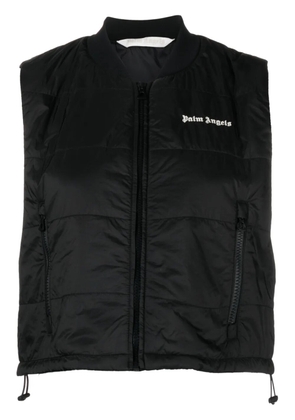 Palm Angels logo-embroidered cropped gilet - Black