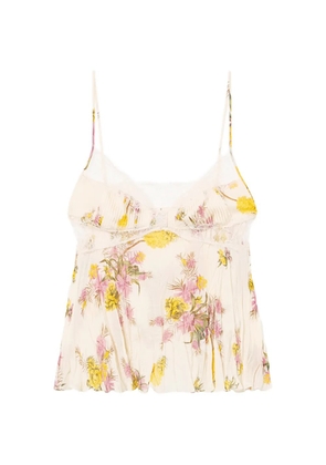 Blumarine Georgette lace floral top - Neutrals