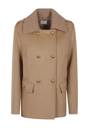 P.A.R.O.S.H. ribbed-collar double-breasted coat - Neutrals