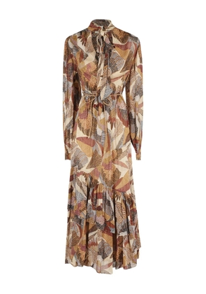 FARM Rio macaws-print ruffled maxi dress - Brown
