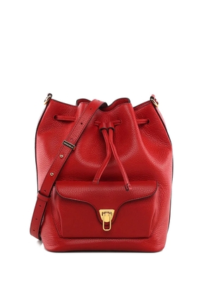 Coccinelle medium drawstring leather bucket bag - Red